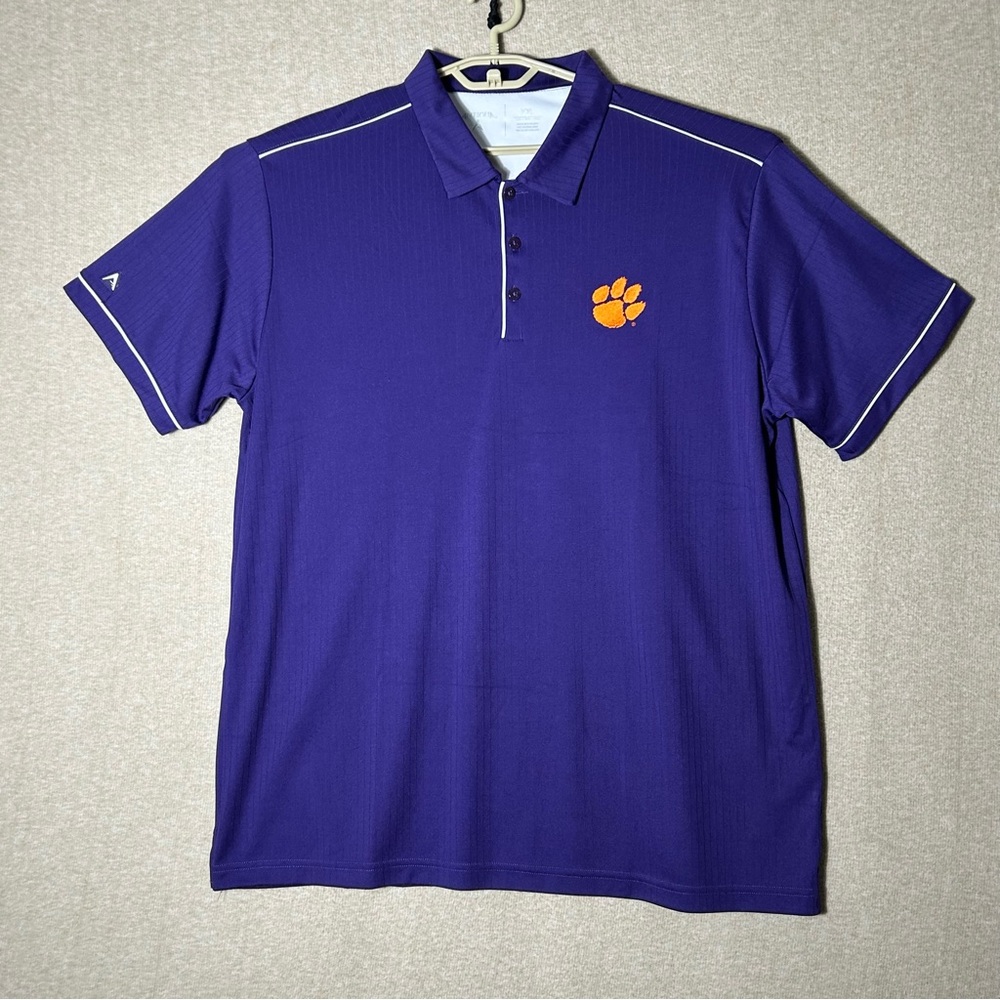 Clemson Tigers Polo Shirt Mens XXL Purple Performance Golf Sports College Preppy